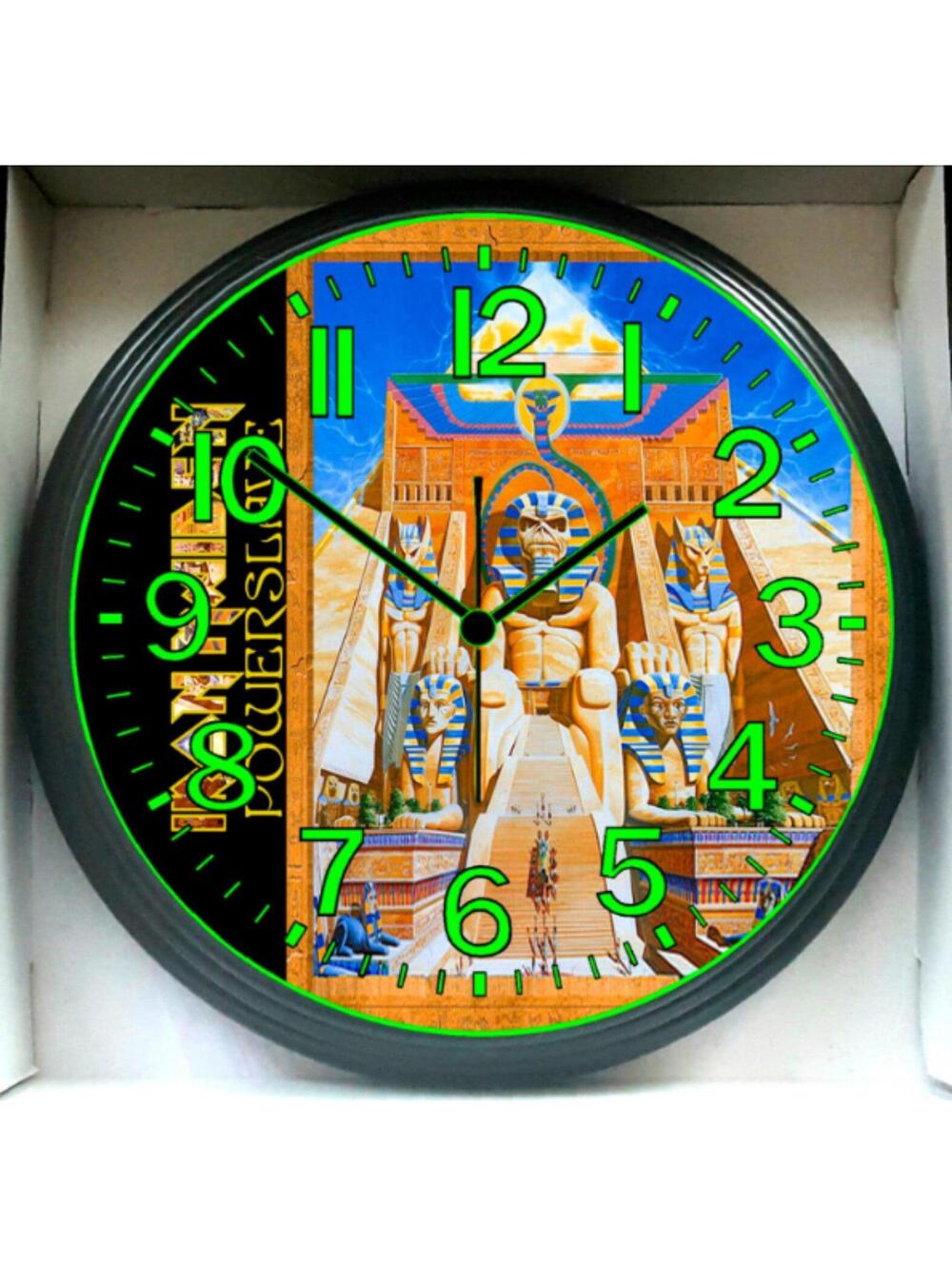 Iron Maiden Power Slave Music Studio Lounge Glow In The Dark Wall Clock New